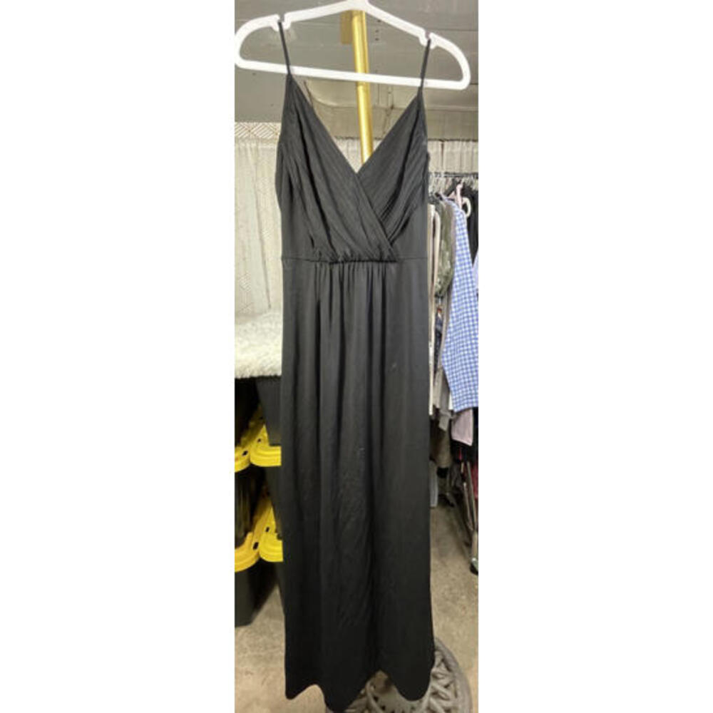 Vintage 1960s-1970's Saks Fifth Avenue Black Maxi Dress Size 4 V-Neck Gown